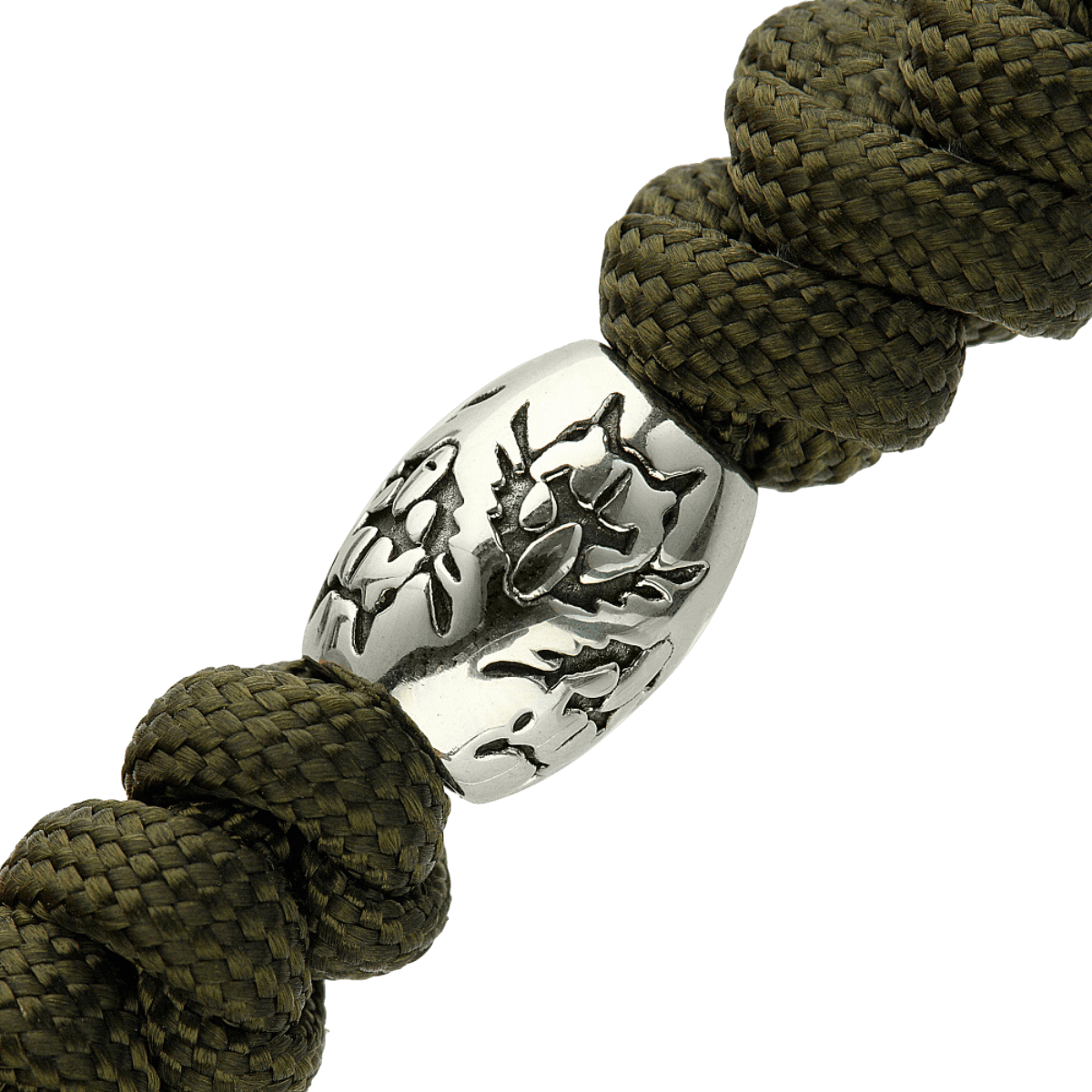 Flettet M-Tac Zeus Stainless Steel Lanyard med dekorativ ædelstålperle til kniv og udstyr, giver hurtig adgang og funktionalitet.