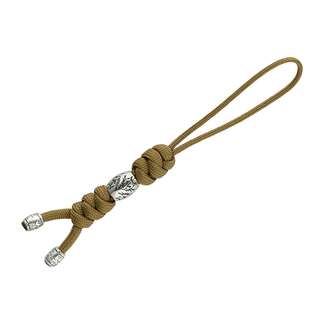 M-Tac Zeus Stainless Steel Lanyard koristeellisella helmellä ja punotulla paracordilla nopeaan pääsyyn veitseen ja varusteisiin.