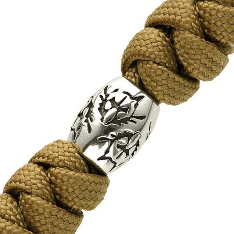 M-Tac Zeus Stainless Steel Lanyard koristeellisella ruostumattomasta teräksestä olevalla helmellä ja punotulla paracord-designilla, ihanteellinen veitsille ja varusteille.
