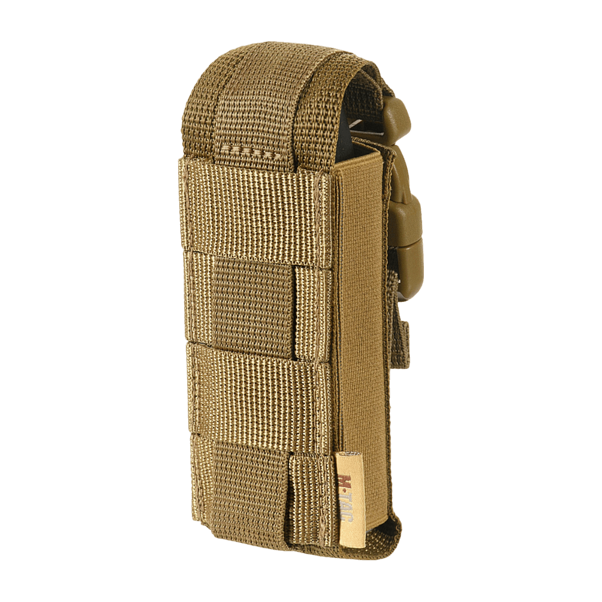 M-Tac Gasdåseholder Vertikal med MOLLE-system og Woojin-lås, fremstillet af MIL-SPEC strop, til montering på bælte eller udstyr.