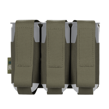 M-Tac pouch 3 VOG-kranaatille, MOLLE Laser Cut -järjestelmä turvalliseen VOG-25 kranaattien säilytykseen, Cordura Squadron -materiaali.