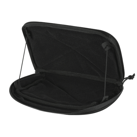 M-Tac Admin Pouch Large Elite avattuna, musta velour-tarrasisustus, valmistettu kestävästä Cordurasta taktiseen säilytykseen.