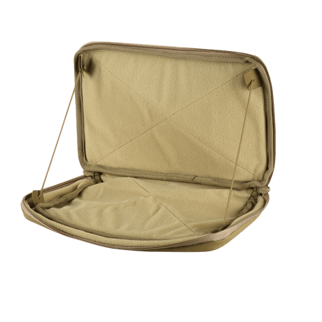 M-Tac Admin Pouch X-Large Elite avoinna, näyttää tilavuutta ja velcro-järjestelyn modulaarisia insertejä varten.