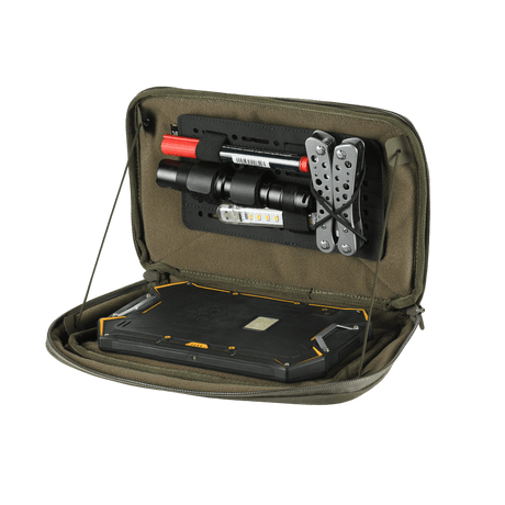M-Tac Admin Pouch X-Large Elite järjestelyosioilla, sopii taktiseen varustukseen, valmistettu kestävästä Cordura 500D:stä ja Squadronista.