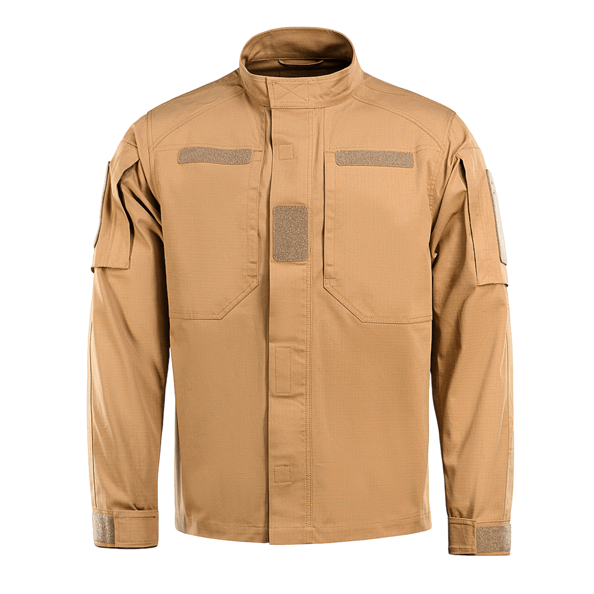 M-Tac Jakke Patrol Flex i khaki med ventilerende armøjer og Velcro-lommer til taktisk brug. Velegnet til professionelle.