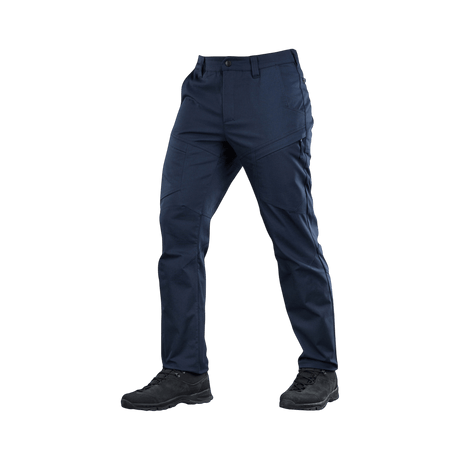 M-Tac Tactical Bukser Patrol Gen II Flex i mørkeblå farve, designet til optimal bevægelse og holdbarhed, set forfra.