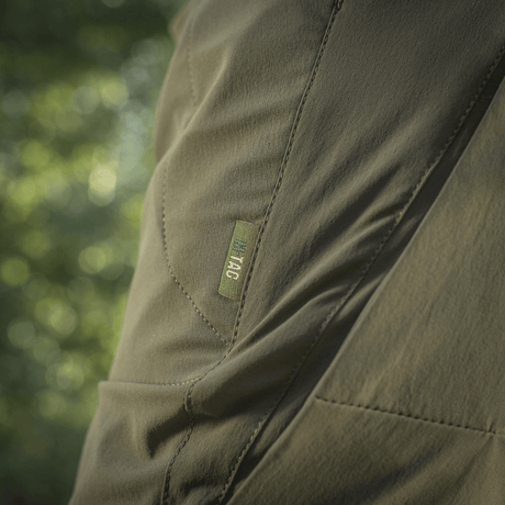 M-Tac Shorts Rubicon Flex i mørk oliven med cargo-lommer, lavet af vandafvisende nylon og spandex, perfekt til sommer og komfort.