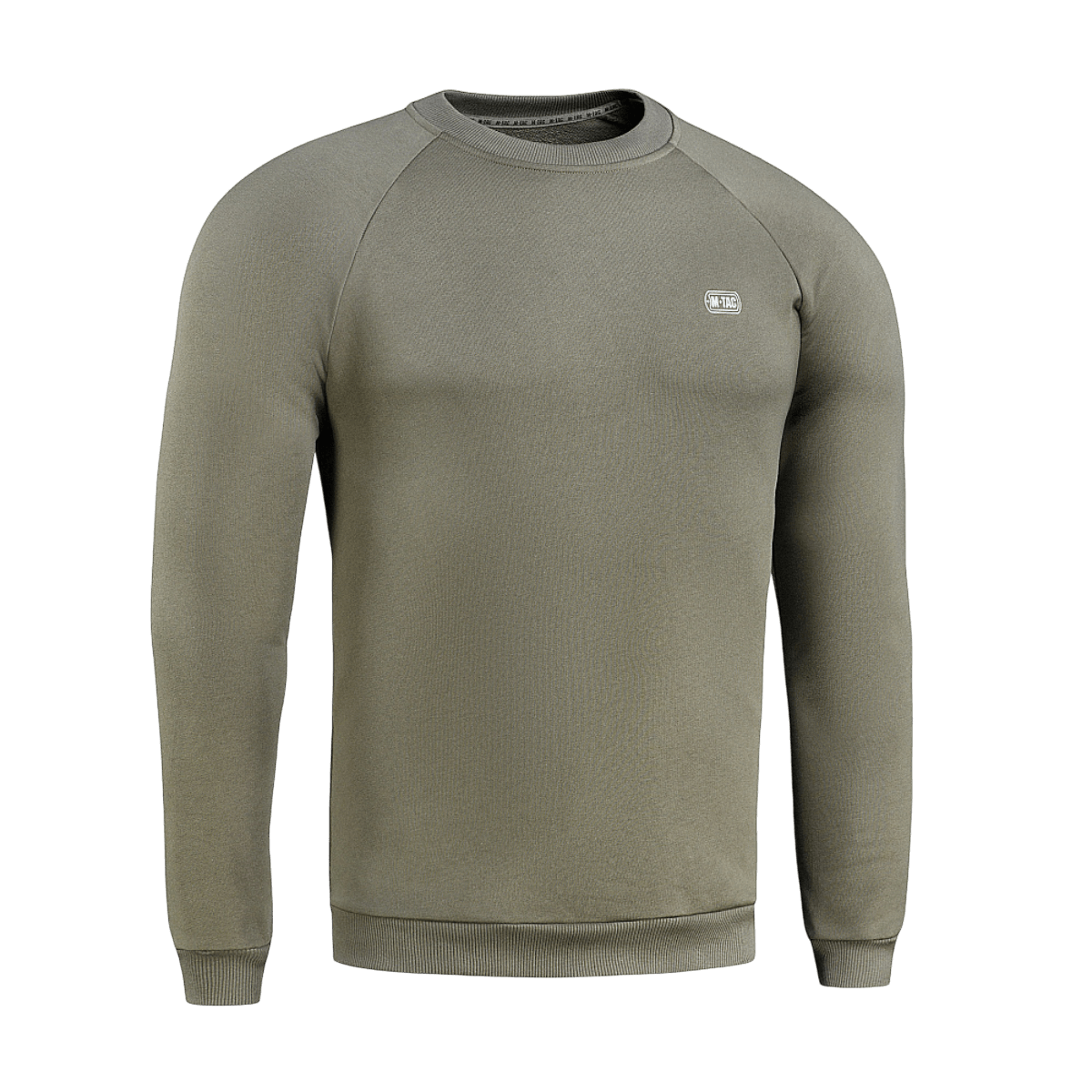 M-Tac Cotton Sweatshirt i olivenfarve, ideel til hverdagsbrug og sport, lavet af 100% bomuld for komfort og bevægelsesfrihed.