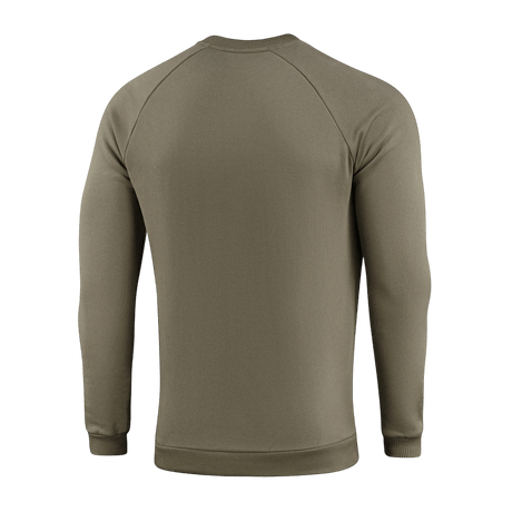 M-Tac Sweatshirt Cotton Hard i olivengrøn bomuld, set bagfra, med ribkanter på ærmerne og taljen, velegnet til hverdag.