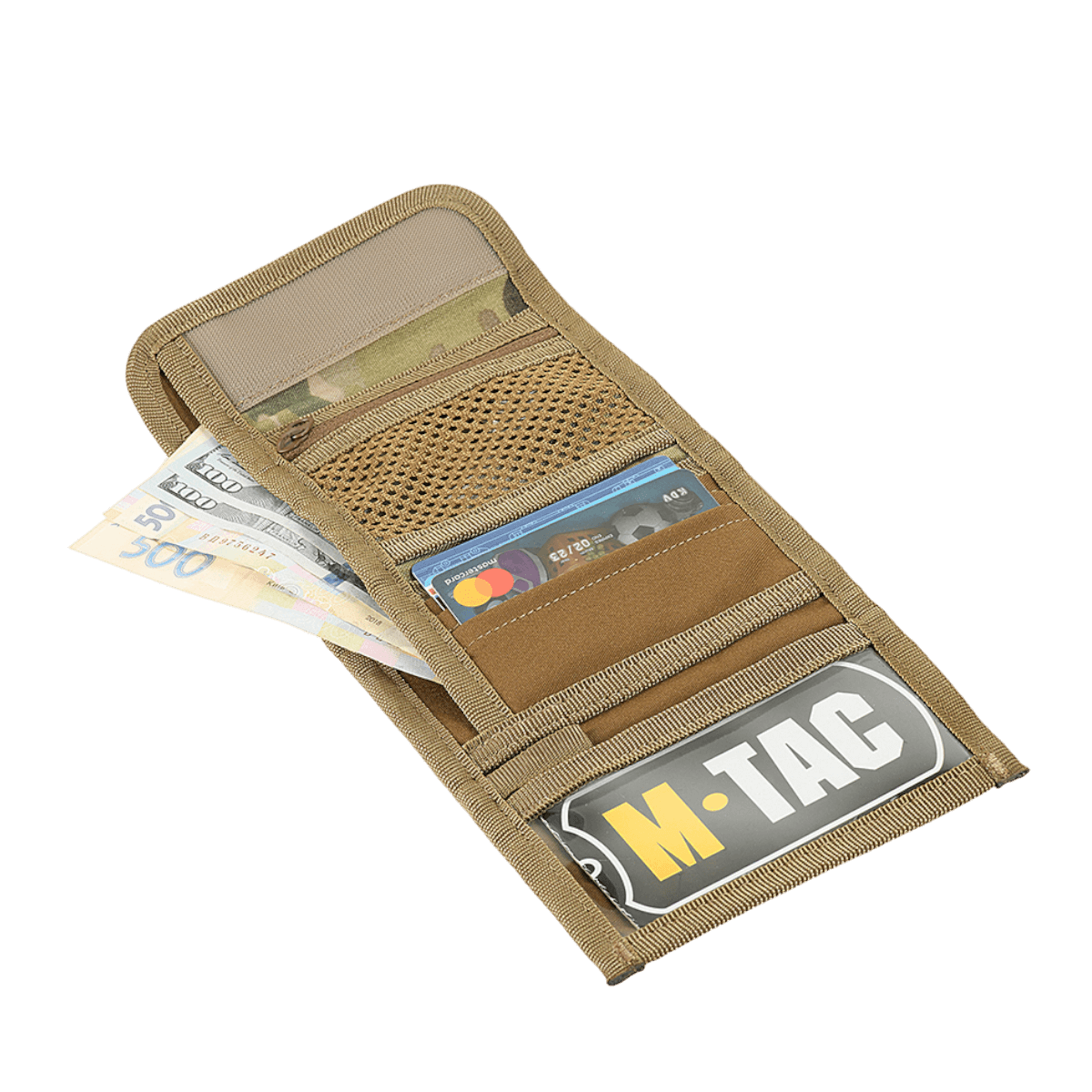 M-Tac Pung med Patch Panel Elite Gen. II åben pung med rum til kort og kontanter, lavet af slidstærkt materiale.