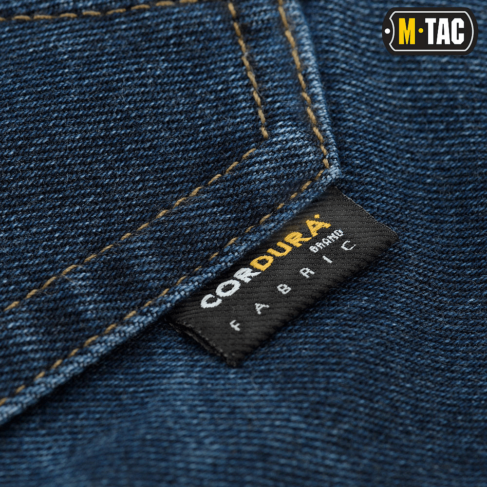 Nærbillede af M-Tac Jeans Tactical Gen. I Cordura Regular Fit med holdbart Cordura Denim stof.