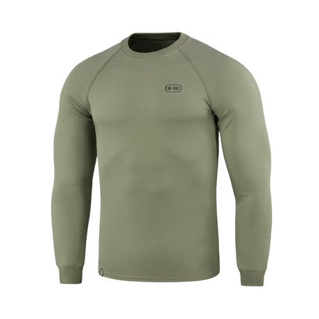 M-Tac Raglan Athlete -oliivinvihreä college raglanhihoilla, urheiluun ja arkikäyttöön, 95% puuvillaa, minimalistinen muotoilu.