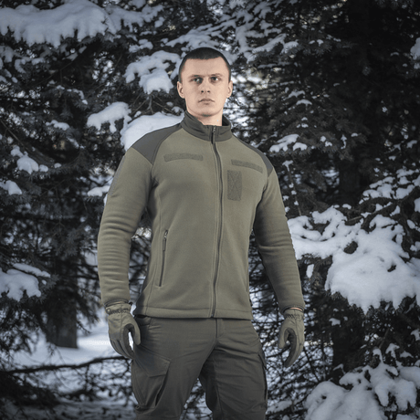 M-Tac Combat Fleece Jakke i olivengrøn med Himates fleece, NIJ-certificeret beskyttelse og taktiske forstærkede skulderpaneler, gallery position 1.