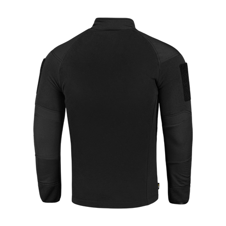 M-Tac Combat Fleece Polartec Jakke set bagfra med velcropaneler og elastiske manchetter i sort design.