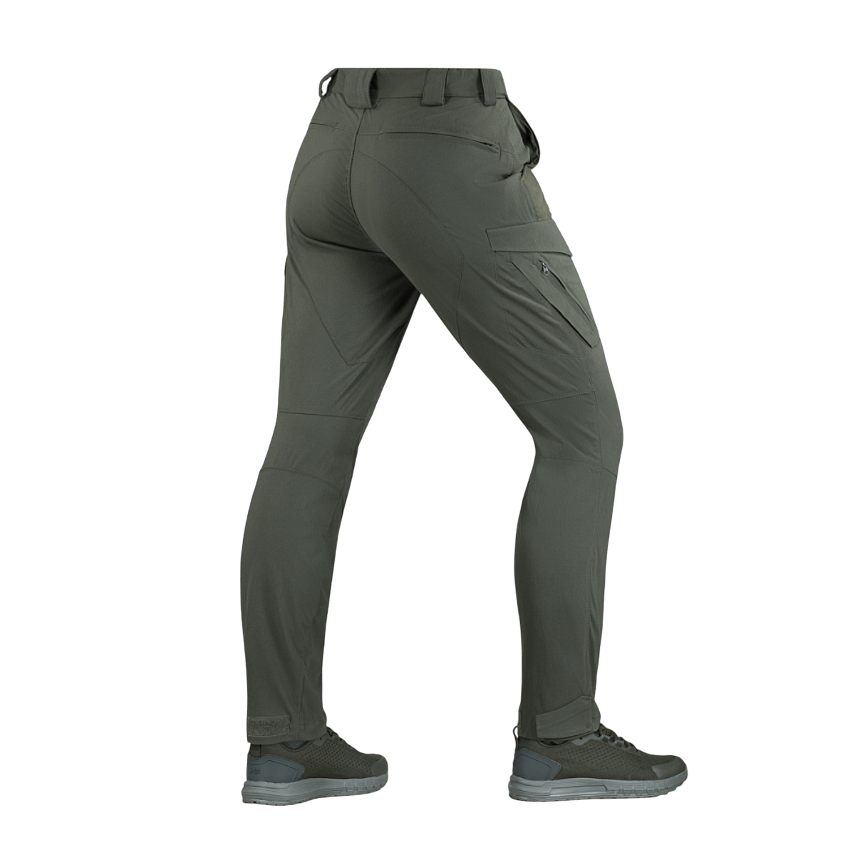 M-Tac Bukser Aggressor Summer Flex Dame i olivengrøn, viser bagfra, komfortable og funktionelle til taktik eller aktiv fritid.
