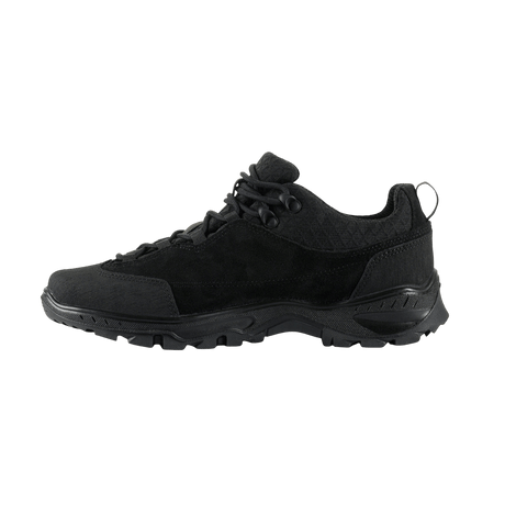 M-Tac Tactical Sneakers Patrol R Vent i sort læder og 3D-mesh, ideelle til trekking og løb med skridsikker sål.