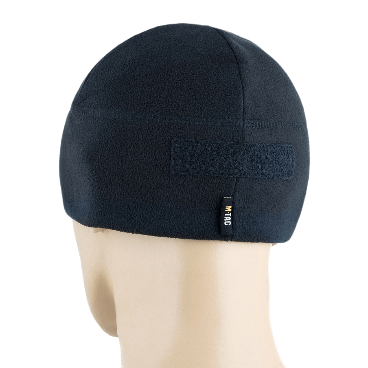 M-Tac Fleece Tactical Watch Cap Beanie m. Patch Panel, varm fleecehue til taktisk brug med paneler til patches, bagsidevisning.