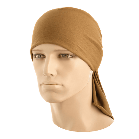M-Tac Bomuld Tube Scarf i brun, multifunktionelt tilbehør til taktisk brug eller fritid, lavet af 100% bomuld, vist som Sahara Bandana.