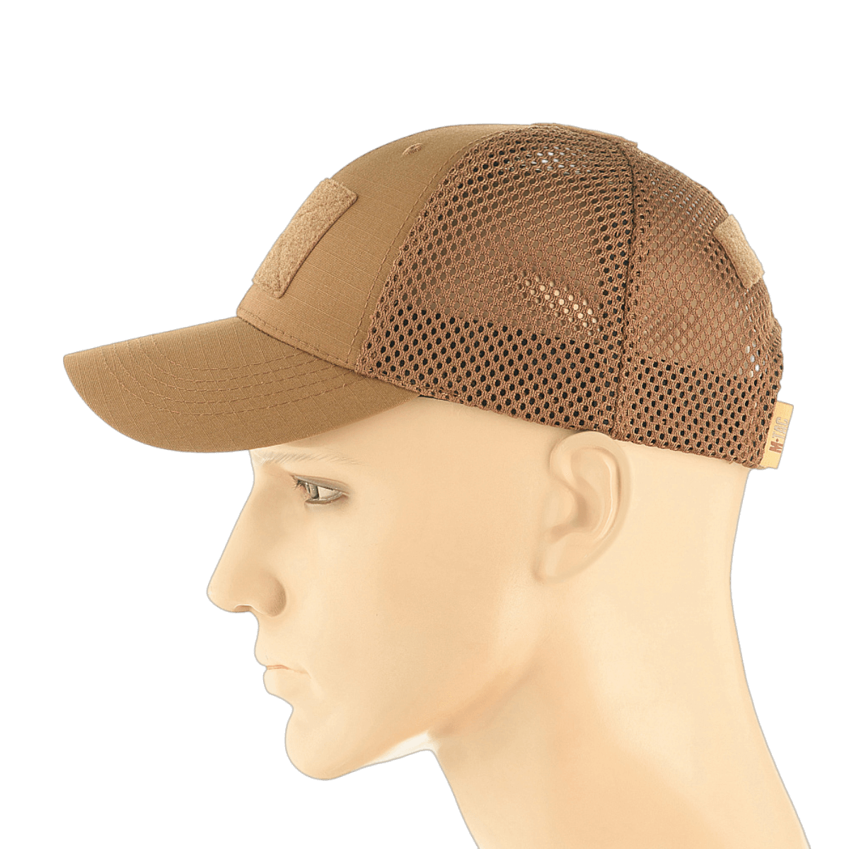M-Tac Baseball Cap Ripstop Elite Flex i brun farve set fra siden, designet til holdbarhed og stil med net-stof til ventilation.