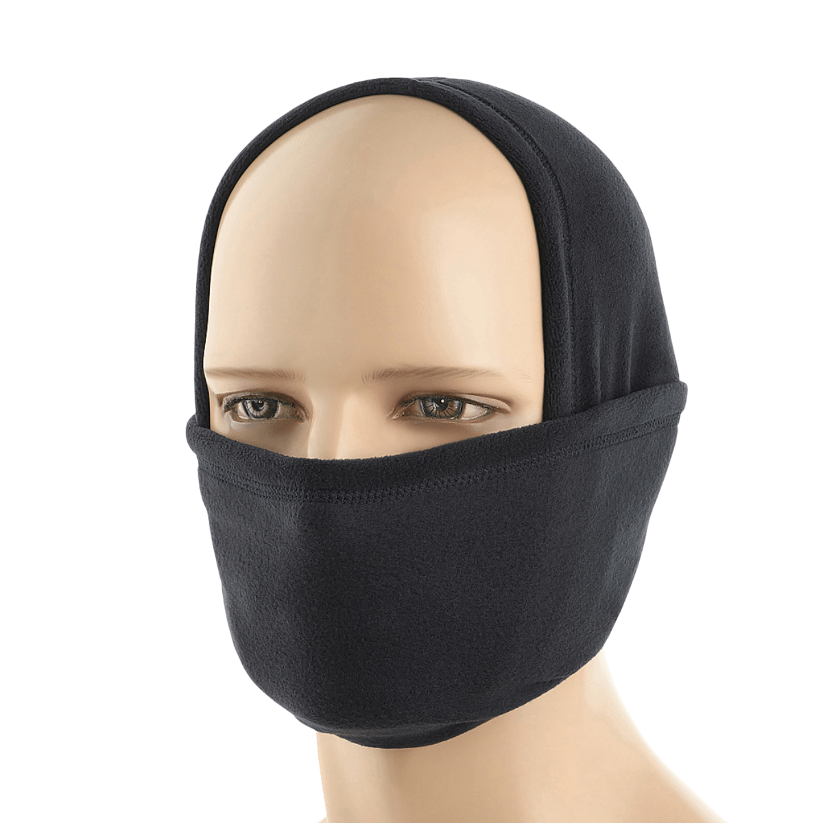 M-Tac Polartec Lang Tubehalstørklæde som ansigtsmaske i sort fleece, beskytter mod kulde og vind, ideel til udendørsaktiviteter.