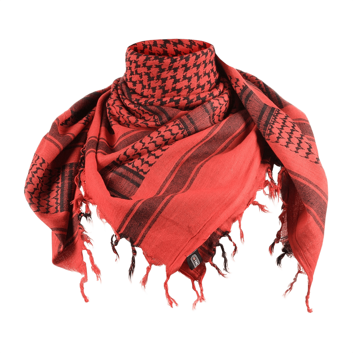 M-Tac Tæt Shemagh Tørklæde i rød, traditionelt ørkentørklæde til beskyttelse mod sol, sand og vind, egnet til taktisk og udendørs brug.