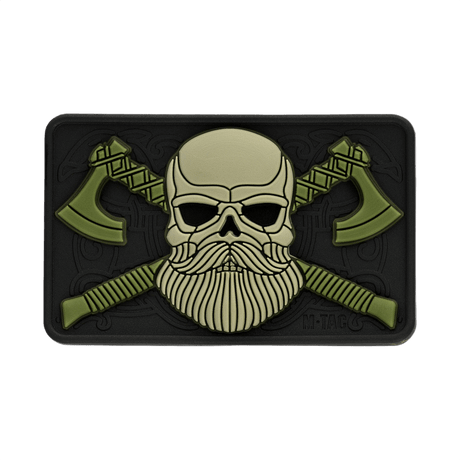 M-Tac Bearded Skull 3D PVC-patch Velcro-kiinnityksellä, taktinen tarra partaisella kallo-kuviolla, kestävä sotilas- ja ulkokäyttöön.