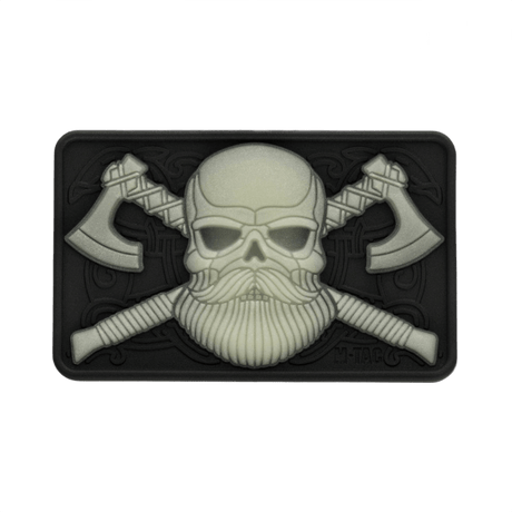 M-Tac Bearded Skull 3D PVC-patch partaisella kallo-kuviolla, Velcro-kiinnitys, taktinen moraalitarra, kestävä, sotilas- ja ulkokäyttö, 80x50mm.