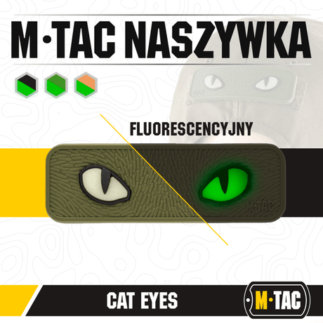 M-Tac Cat Eyes 3D PVC-patch heijastavalla 3D-designilla ja Velcrolla, sopii sotilaskäyttöön ja ulkoiluun, 80 x 25 mm.