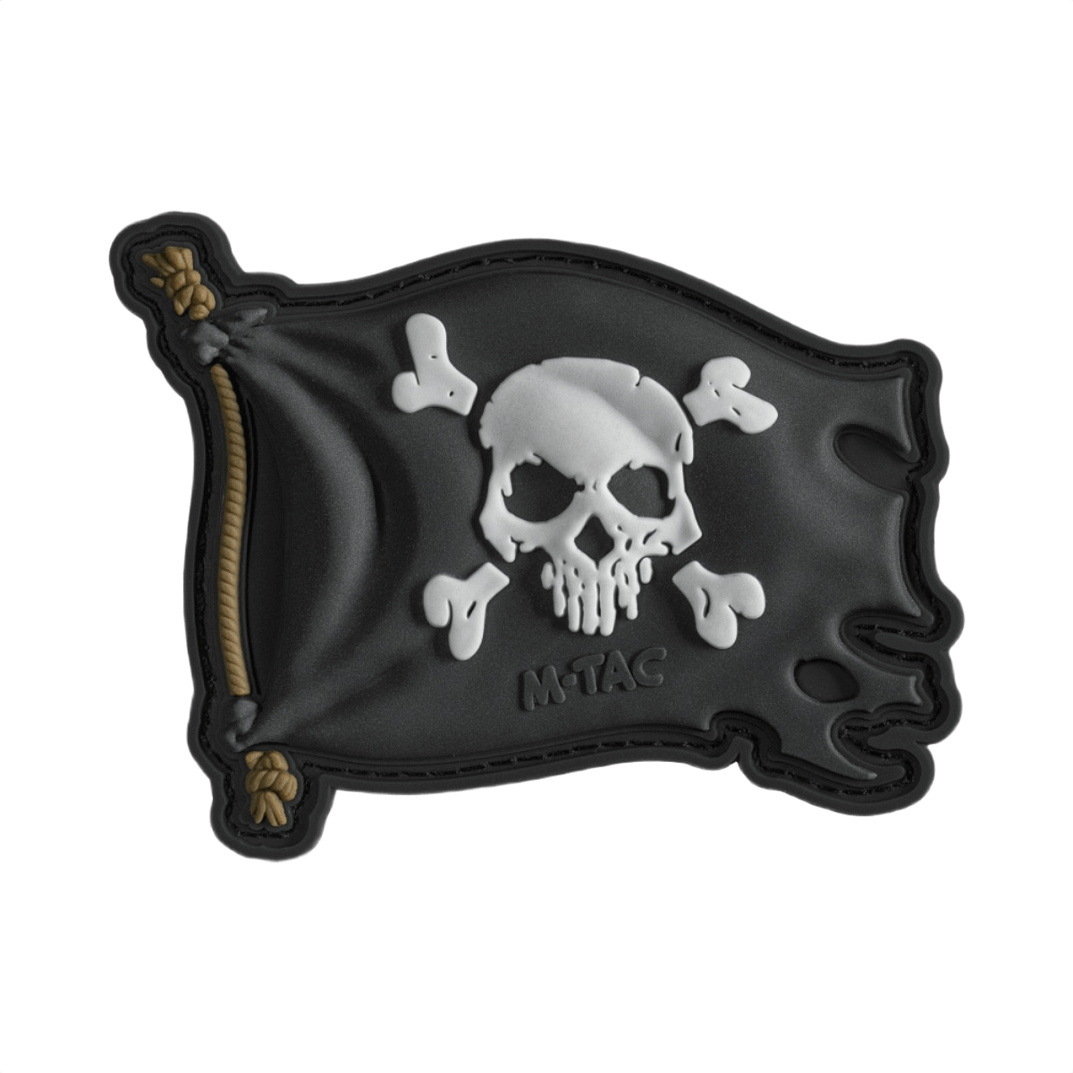M-Tac Patch Jolly Roger PVC i 3D, symboliserer eventyrlyst, med velcro til nem fastgørelse, 8x5 cm, fuld farve PVC materiale.