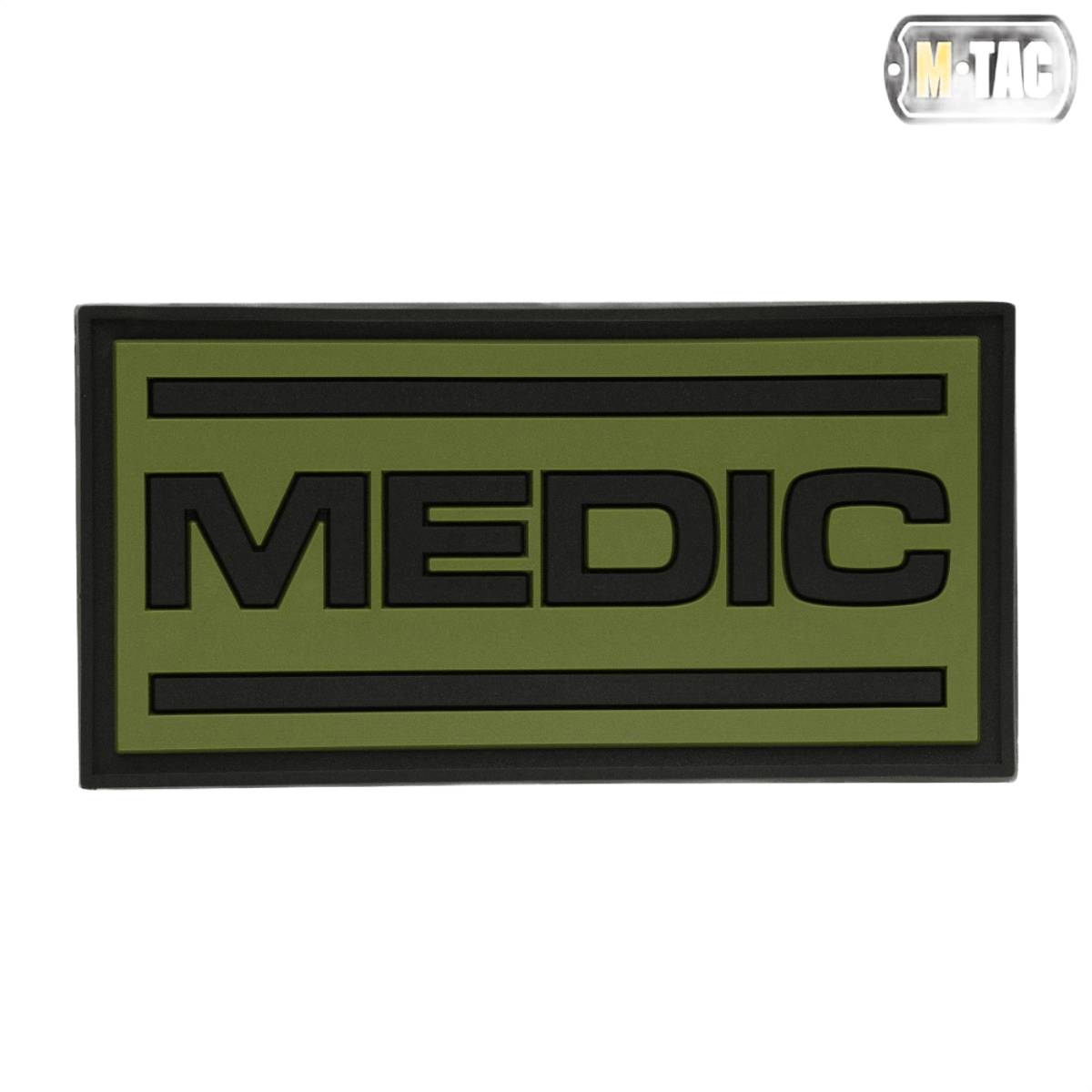 M-Tac Patch Medic PVC 3D 3D-taktil lægeplaster i grønt med velcro, fleksibelt PVC-materiale, dimensioner 70x35 mm