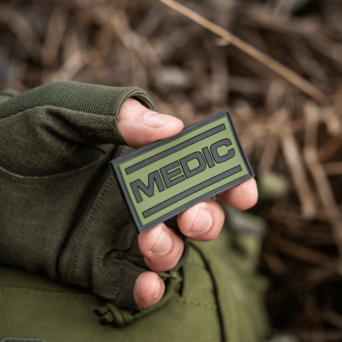 M-Tac Patch Medic PVC 3D taktik patch til uniform eller taske med velcro fastgørelse, fleksibelt PVC materiale, 70 x 35 mm.