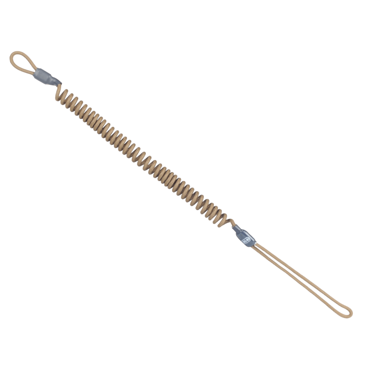 M-Tac Safety Cord Medium Combo med D-ring og MOLLE-fastgørelse, fleksibel sikringssnor til våben og udstyr, brun farve.