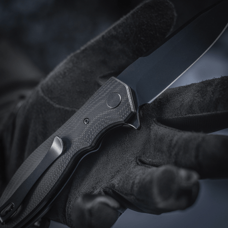 M-Tac Outdoor & Militær taittoveitsi - Type 6, musta G10-komposiittikahva ja kromattu ruostumaton terä, taktinen tyyli.