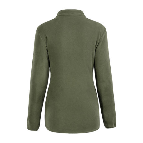 M-Tac Delta Polartec Fleecejakke Dame set fra bagsiden, olivengrøn, fremstillet af blød og åndbar Polartec® Micro Series-fleece.