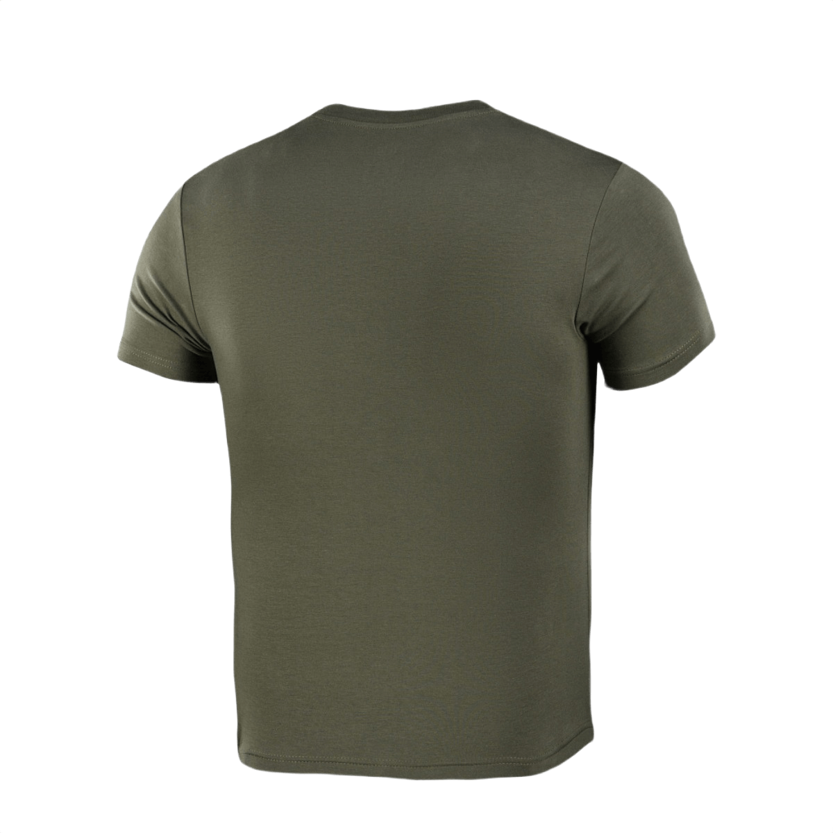 M-Tac T-shirt 93/7 i olivengrøn farve set bagfra, lavet af 93% bomuld og 7% elastan, ideel til hverdagsbrug og sport