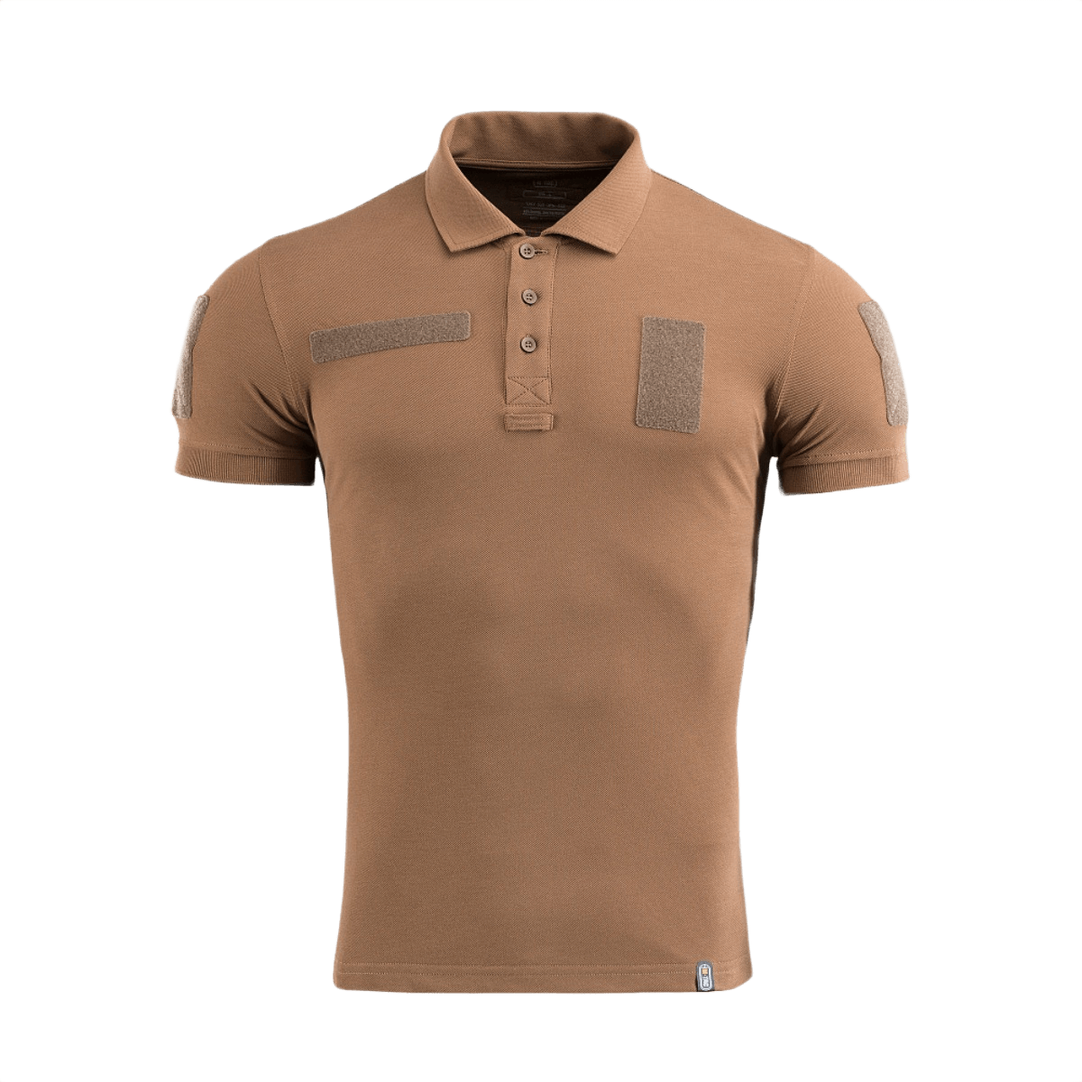 M-Tac Tactical Polo Shirt 65/35 til politi og sikkerhed, beige, let og holdbart materiale med velcro-paneler til patches og ID.