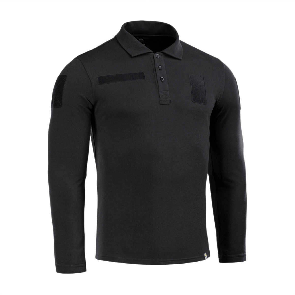 M-Tac Tactical Polo Shirt Langærmet 65/35 i sort med velcro-paneler til uniform brug, perfekt til politi og sikkerhedspersonale