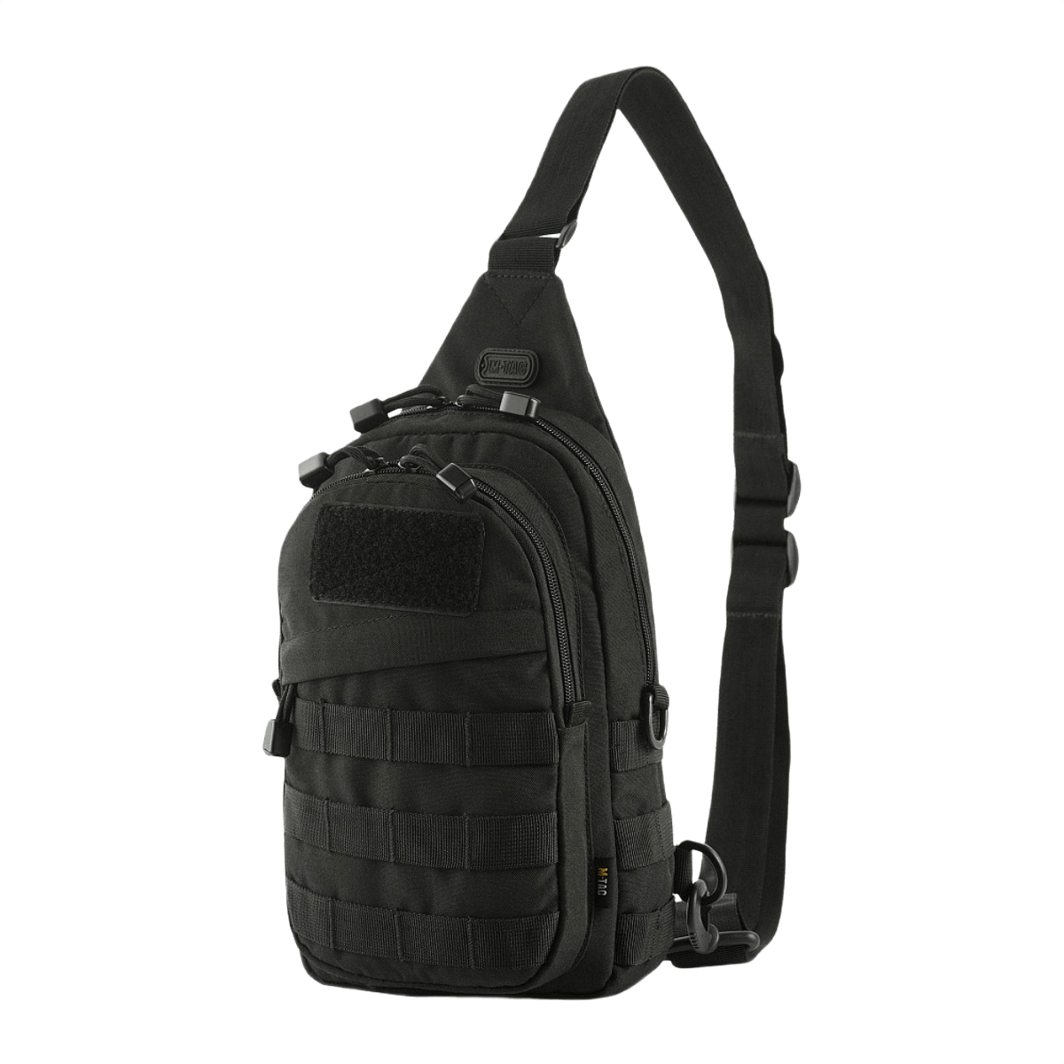 M-Tac Assistant Taske i sort med justerbar sele og MOLLE-paneler til alsidig brug. Praktisk kompakt rygsæk til dagligdagen.