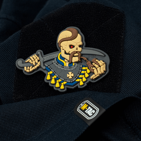 M-Tac Patch You Only Die Once 3D PVC på sort baggrund, viser farverigt kraniedesign med sabel, velegnet til militært og taktisk udstyr.
