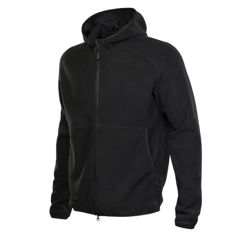 M-Tac Lite Microfleece Hættetrøje i sort, let og åndbar, ideel til hverdagsbrug, træning og friluftsliv, med elastiske kanter.