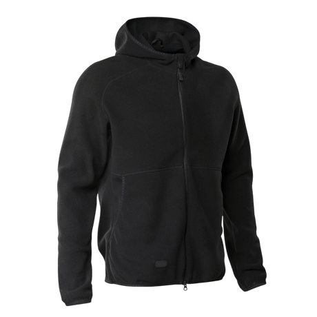 M-Tac Lite Microfleece Hættetrøje i sort mikrofleece, velegnet til hverdag og friluftsliv, med elastisk kant og komfortabel pasform.