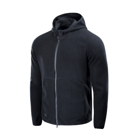 M-Tac Lite Microfleece Hættetrøje i sort, let og funktionel med elastisk mesh-struktur for komfort i hverdagen og friluftsliv.