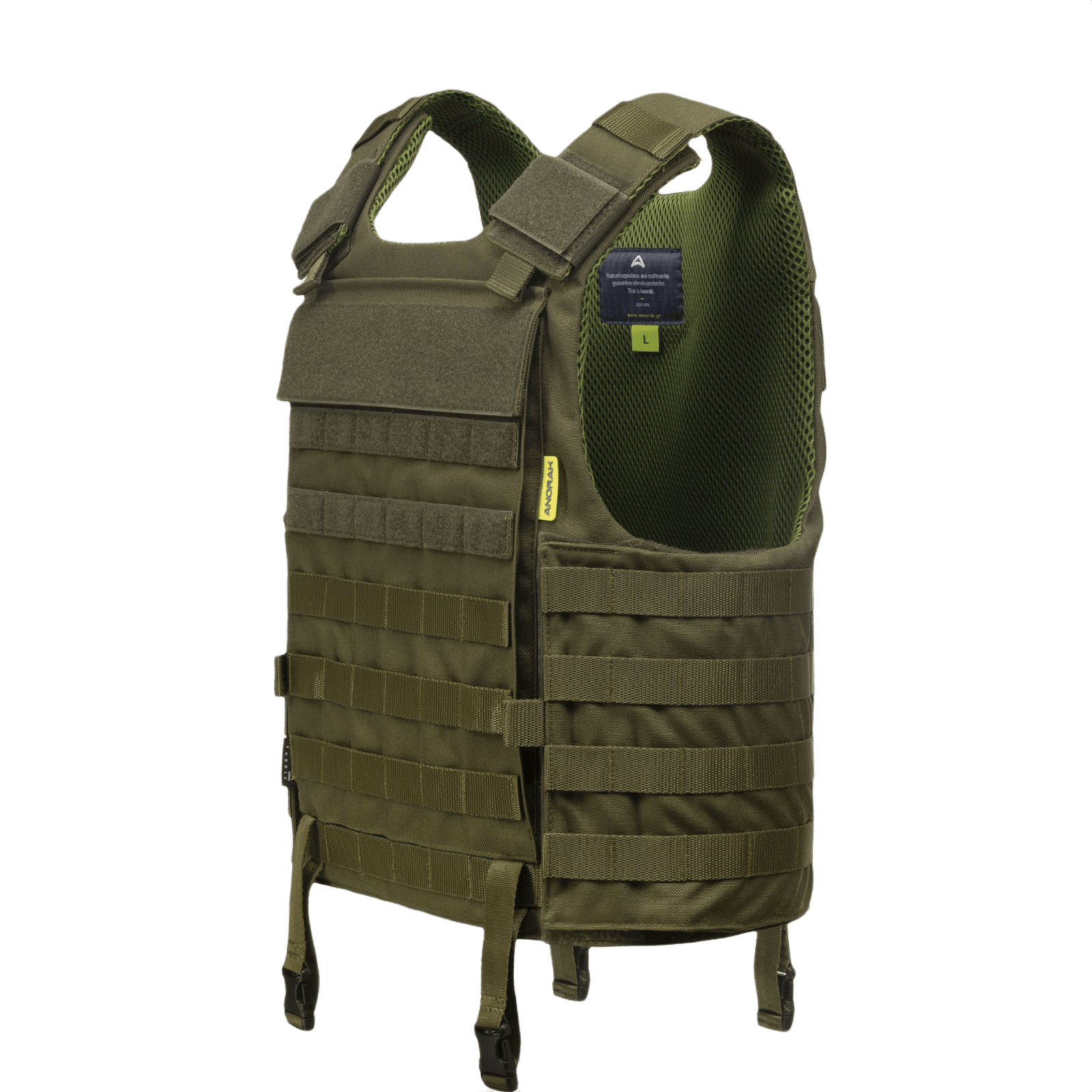 Anorak Chromium® Tactical III Skudsikker Vest med IIIA-beskyttelse, let og fleksibel design, optimal pasform, i grøn farve.