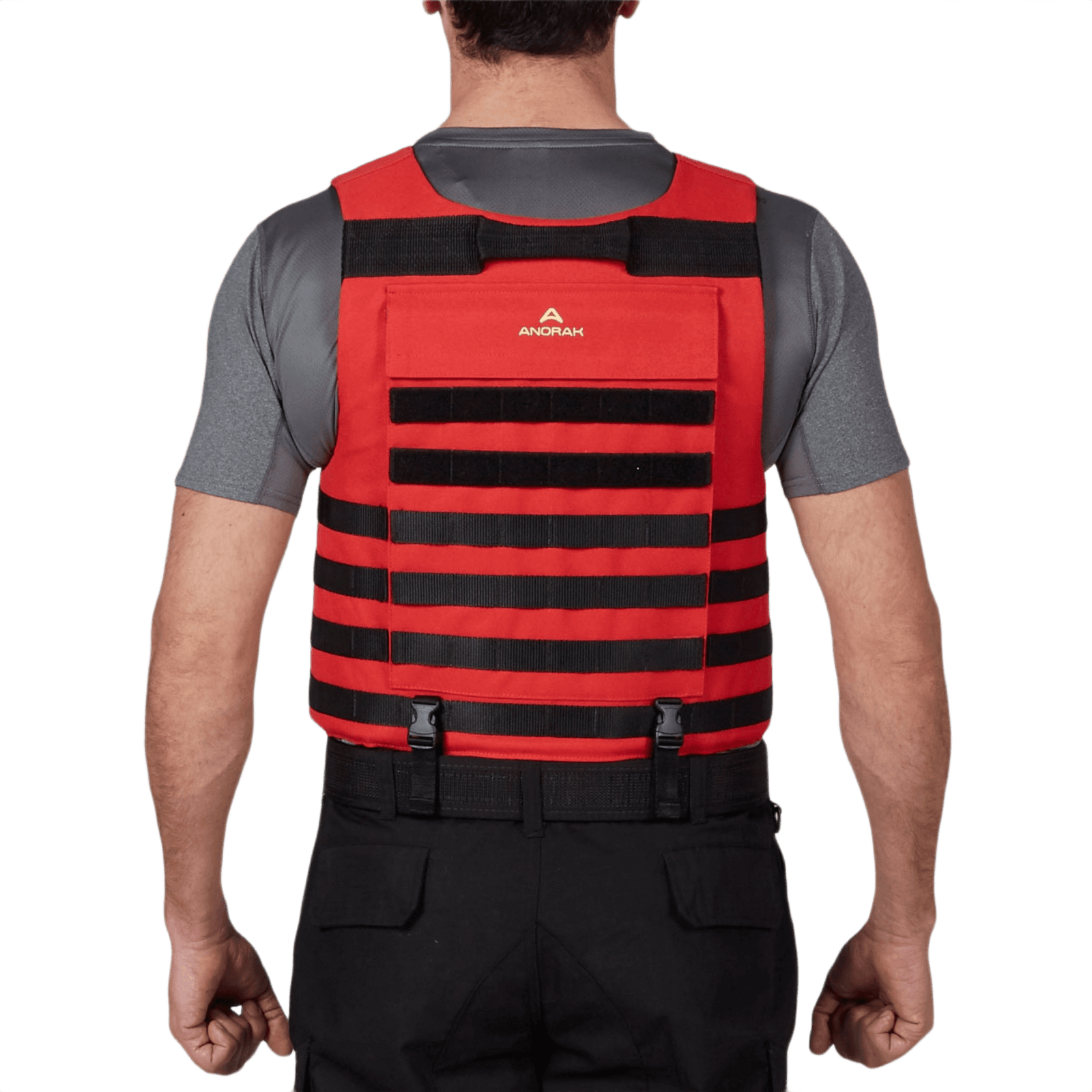 Rød Anorak Instructor I Cover med ergonomisk design og PALS webbing, ideel til politiet og militæret. Fokus på funktionalitet.