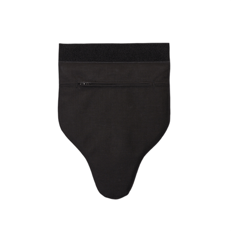 Anorak Niobium® Groin Protector I, musta moniuhkainen pehmeä haarasuojus tarrakiinnitysjärjestelmällä.