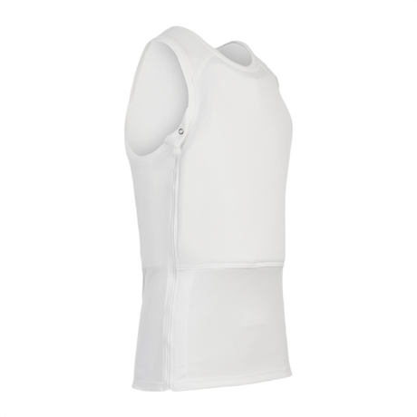 Anorak Undershirt II Cover i hvid med THERMOCOOL™ og COOLMAX® stof, designet til skjult bæring under en skjorte.