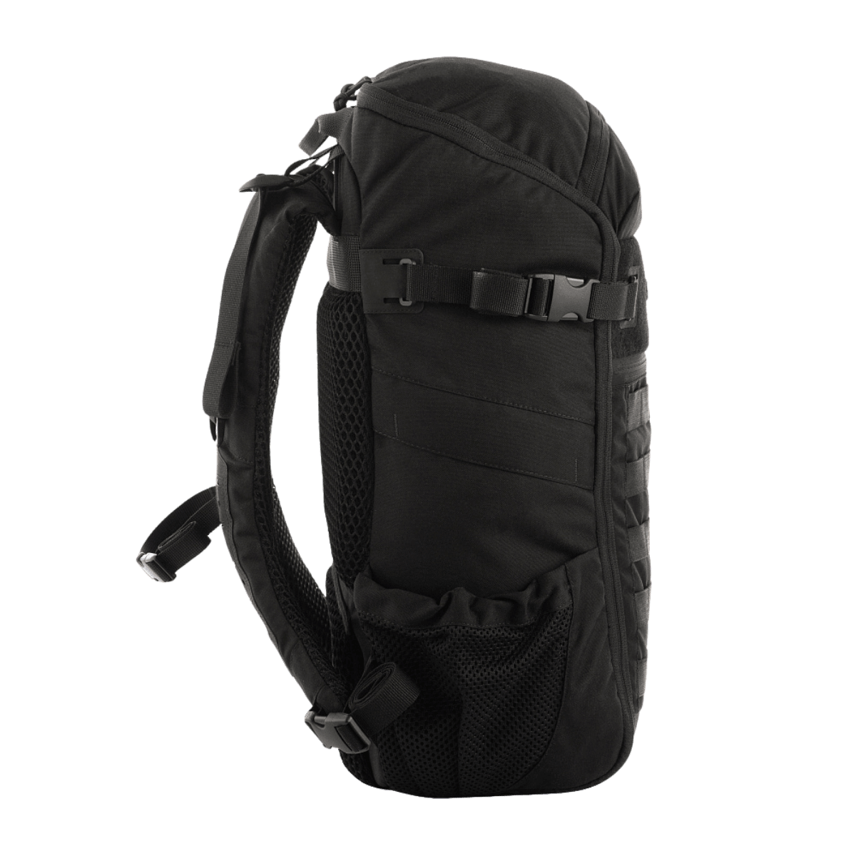 M-Tac Rygsæk Gen. II Elite – Small i sort med MOLLE-paneler og sidelommer. Praktisk kuffertåbning for nem pakning.