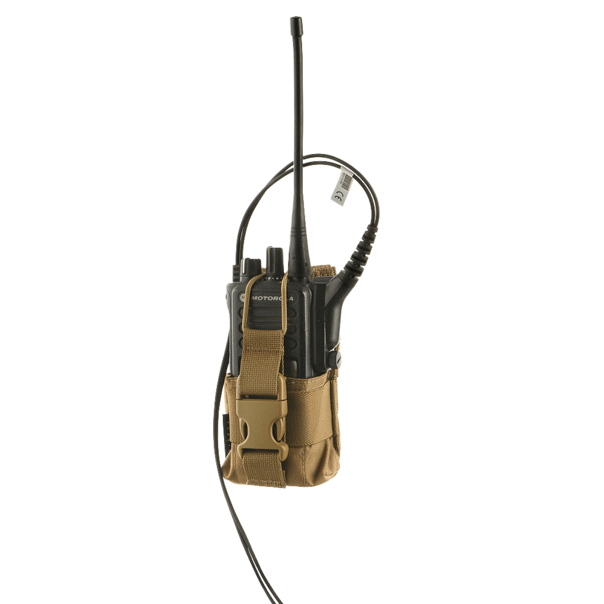 M-Tac Radio Pouch Motorola 4400/4800 monteret med bærbar radio gennem MOLLE-systemet