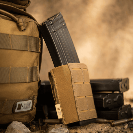 M-Tac lippatasku kuminauhalla (10 cm) Laser Cut coyote, Kydex-insertti, kestävä rakenne, MOLLE-yhteensopiva, galleria-asento 1.