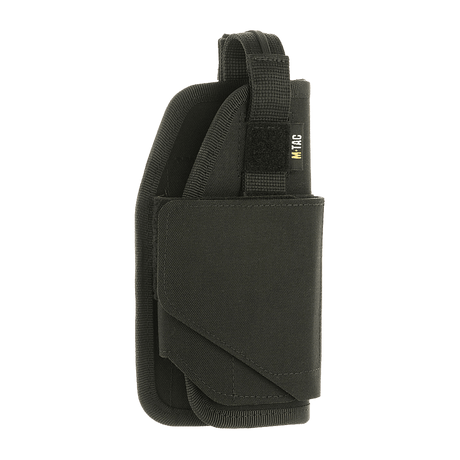 M-Tac Universal Taktisk Hylster Elite Højre Cordura 500D:stä, säädettävä hihna ja MOLLE-liitäntä. Sopii pistooleihin kuten Glock 17.